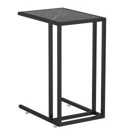 Table d'appoint ordinateur Marbre noir 50x35x65 cm Verre trempé