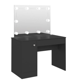 Table de maquillage avec éclairage LED 110x55x145 cm MDF Noir