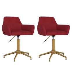 Chaises pivotantes salle à manger 2 pcs Rouge bordeaux Velours