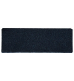 Tapis d'escalier 15 pcs Tissu aiguilleté 65x21x4 cm Bleu