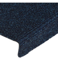 Tapis d'escalier 15 pcs Tissu aiguilleté 65x21x4 cm Bleu