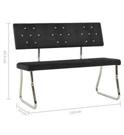 Banc 110 cm Noir Velours