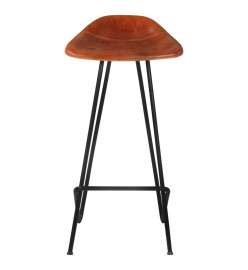 Tabourets de bar lot de 2 marron cuir véritable