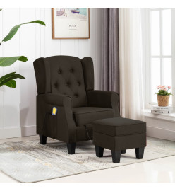 Fauteuil de massage avec repose-pied Marron foncé Tissu