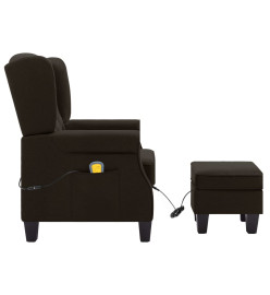 Fauteuil de massage avec repose-pied Marron foncé Tissu