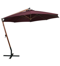 Parasol suspendu avec mât Rouge bordeaux 3,5x2,9m Bois de sapin