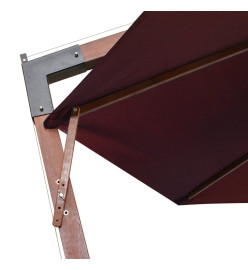 Parasol suspendu avec mât Rouge bordeaux 3,5x2,9m Bois de sapin