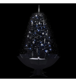 Arbre de Noël neigeux avec base de parapluie Noir 170 cm PVC