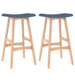 Tabourets de bar lot de 2 bleu tissu