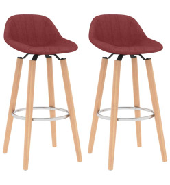 Tabourets de bar lot de 2 rouge bordeaux tissu