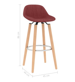 Tabourets de bar lot de 2 rouge bordeaux tissu