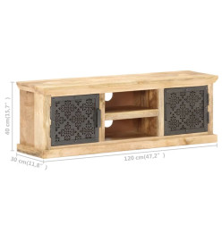 Meuble TV avec portes en acier 120x30x40 cm Bois de manguier