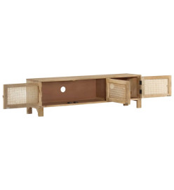 Meuble TV 140x30x40 cm Bois de manguier et canne naturelle