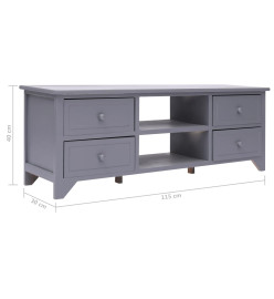 Meuble TV Gris 115x30x40 cm Bois de Paulownia