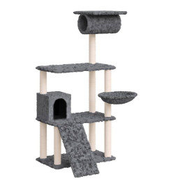 Arbre à chat avec griffoirs en sisal Gris foncé 131 cm