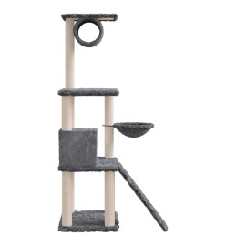 Arbre à chat avec griffoirs en sisal Gris foncé 131 cm