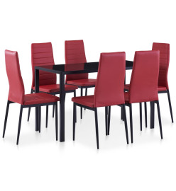 Mobilier de salle à manger 7 pcs Rouge bordeaux