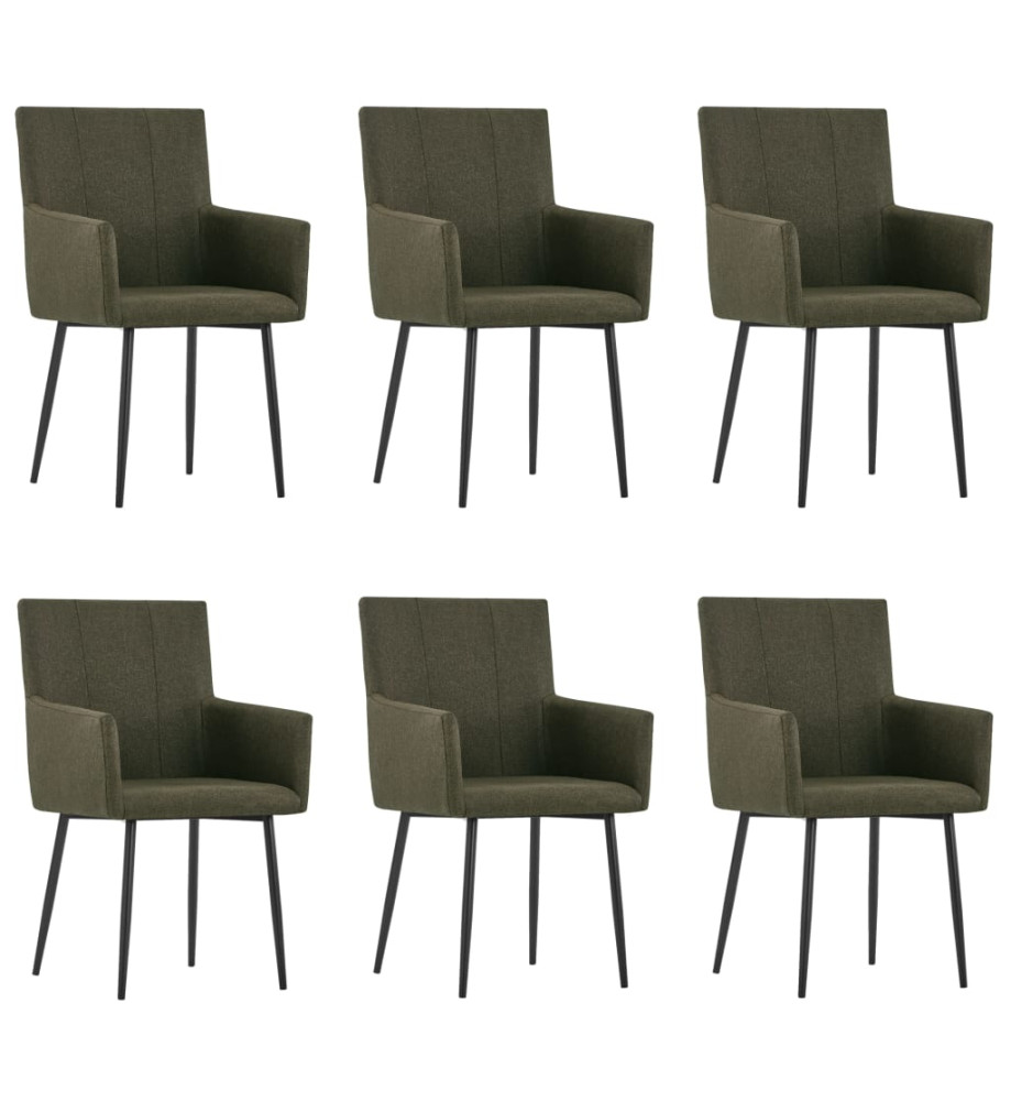 Chaises à manger avec accoudoirs lot de 6 marron tissu