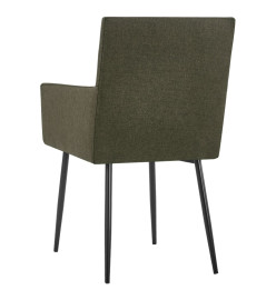 Chaises à manger avec accoudoirs lot de 6 marron tissu