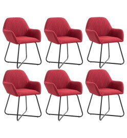 Chaises à manger lot de 6 rouge bordeaux tissu