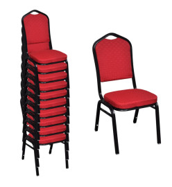 Chaises à manger lot de 10 rouge tissu