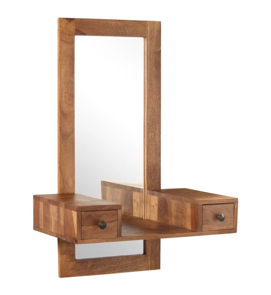 Miroir cosmétique avec 2 tiroirs Bois solide de Sesham