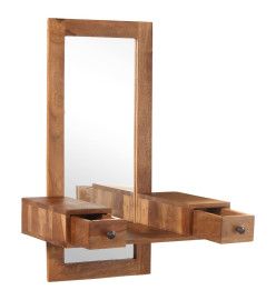 Miroir cosmétique avec 2 tiroirs Bois solide de Sesham