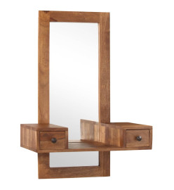 Miroir cosmétique avec 2 tiroirs Bois solide de Sesham