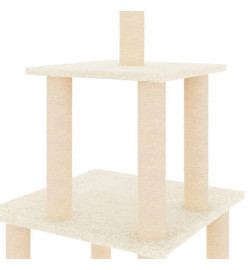 Arbre à chat avec griffoirs en sisal crème 111 cm