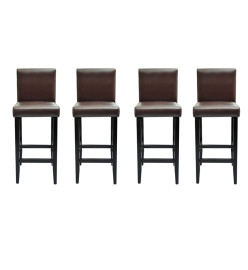 Tabourets de bar lot de 4 marron foncé similicuir