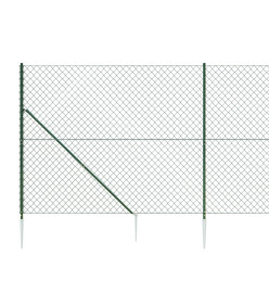 Clôture à mailles losangées avec piquet d'ancrage vert 2x25 m