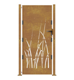 Portail de jardin 105x180 cm acier corten conception d'herbe