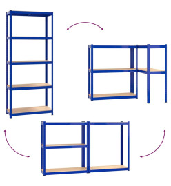 Étagère de rangement à 5 niveaux Bleu Acier et bois ingénierie