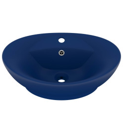 Lavabo ovale à trop-plein Bleu foncé mat 58,5x39 cm Céramique