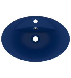 Lavabo ovale à trop-plein Bleu foncé mat 58,5x39 cm Céramique