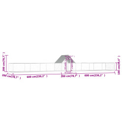 Poulailler 14 x 2 x 2 m Acier galvanisé