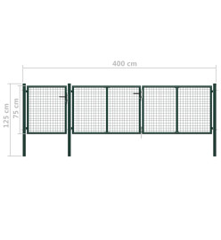 Portail de jardin Acier 400 x 75 cm Vert