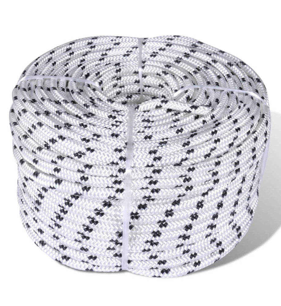 Corde de bateau tressée Polyester 12 mm 250 m Blanc