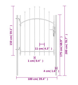 Portail de jardin Acier 1 x 2 m Blanc