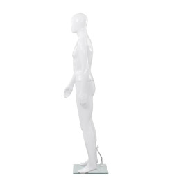 Mannequin homme corps complet base verre Blanc brillant 185 cm