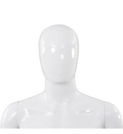 Mannequin homme corps complet base verre Blanc brillant 185 cm