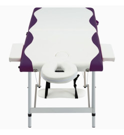 Table de massage pliable 2 zones Aluminium Blanc et violet