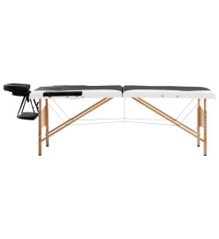 Table de massage pliable 2 zones Bois Noir et blanc