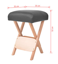 Tabouret de massage pliant avec siège 12 cm d'épaisseur Noir