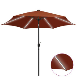 Parasol avec LED et mât en aluminium 300 cm Terre cuite