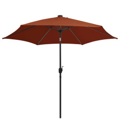 Parasol avec LED et mât en aluminium 300 cm Terre cuite