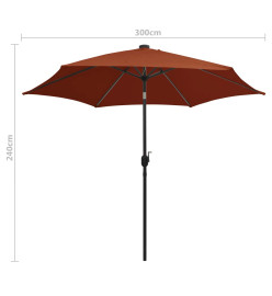 Parasol avec LED et mât en aluminium 300 cm Terre cuite