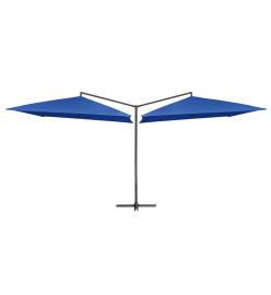 Parasol double avec mât en acier 250 x 250 cm Bleu azuré