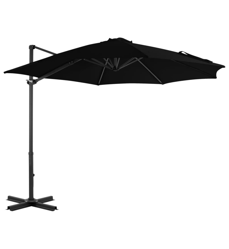 Parasol déporté avec mât en aluminium Noir 300 cm