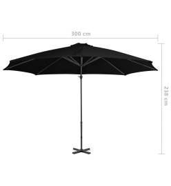 Parasol déporté avec mât en aluminium Noir 300 cm